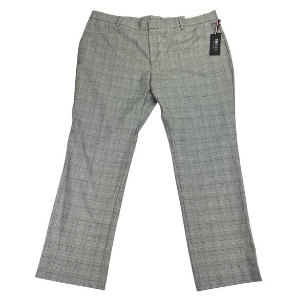 Tommy Hilfiger Mens TH Flex Tate Modern Fit Plaid Dress Pants Black White 42x30 - Picture 1 of 4